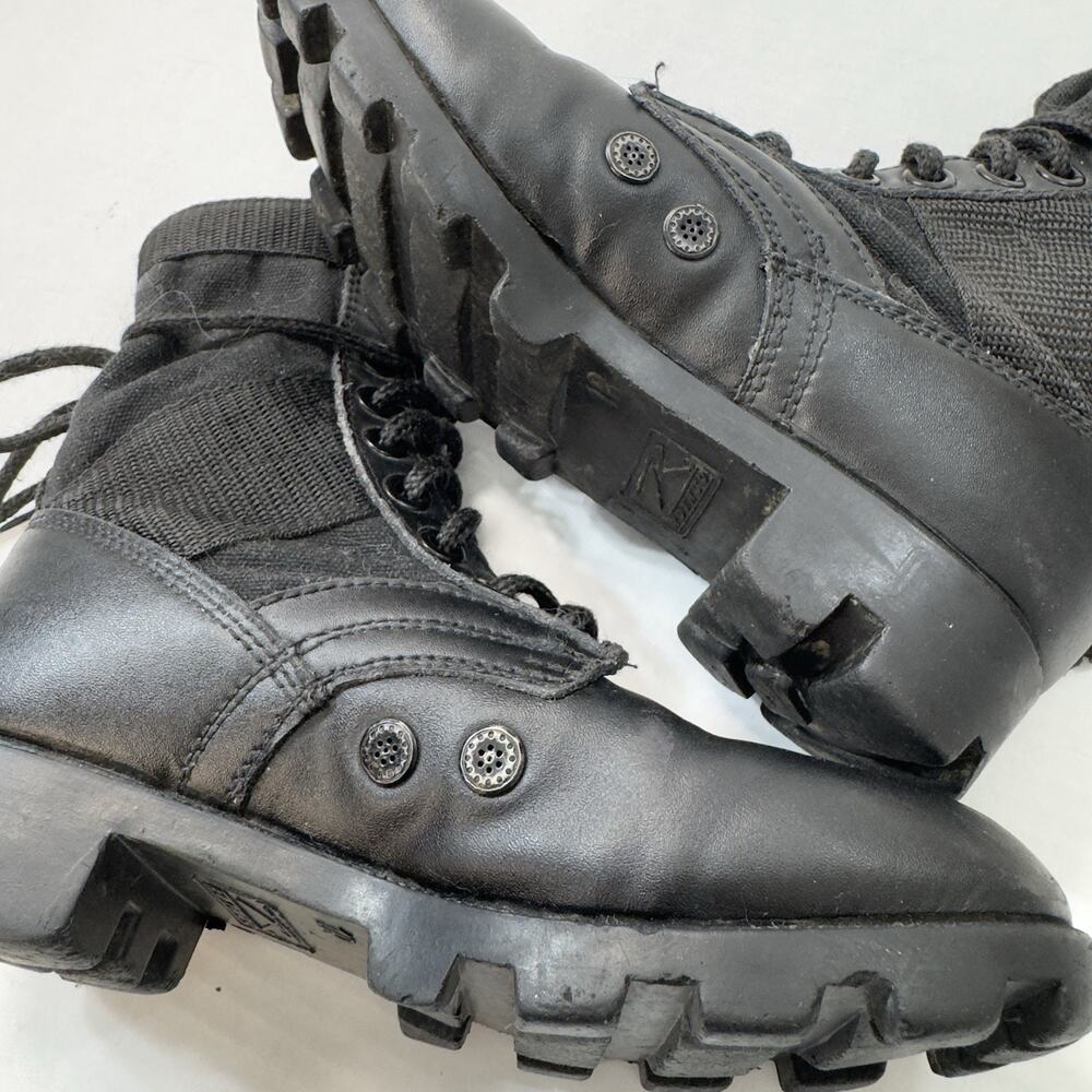 Rothco Combat Jungle Boots Youth 1R Black Leather Canvas Lace-Up